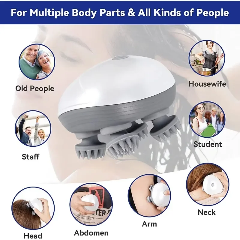 24 kneading nodes electric massager body kneading relaxation shoulder and neck deep tissue scalp massager