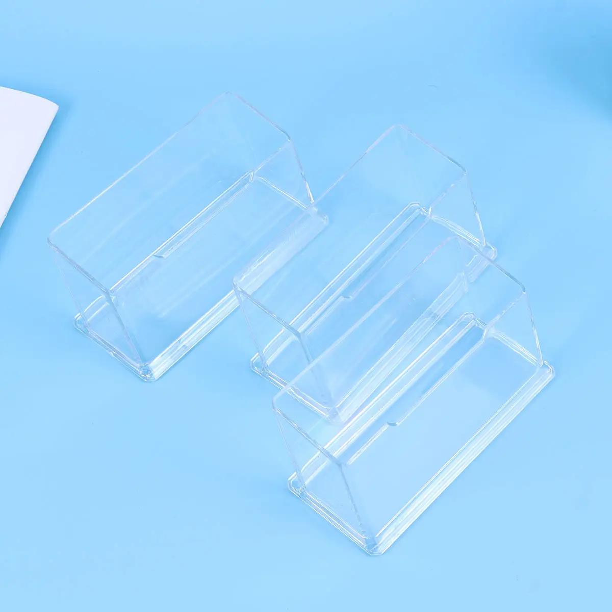 4Pcs Clear Acrylic Business Card Holder Desktop Case Small Space Saving Open Design Office Exhibition Organizer Box