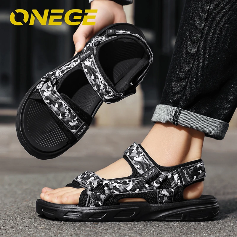 

D2676 a Pair of Men's Summer Wear-Resistant Non-Slip Beach Shoes, Outdoor Anti-Odor Sandals, Simple, Trendy and Comfortable Sports Sandals