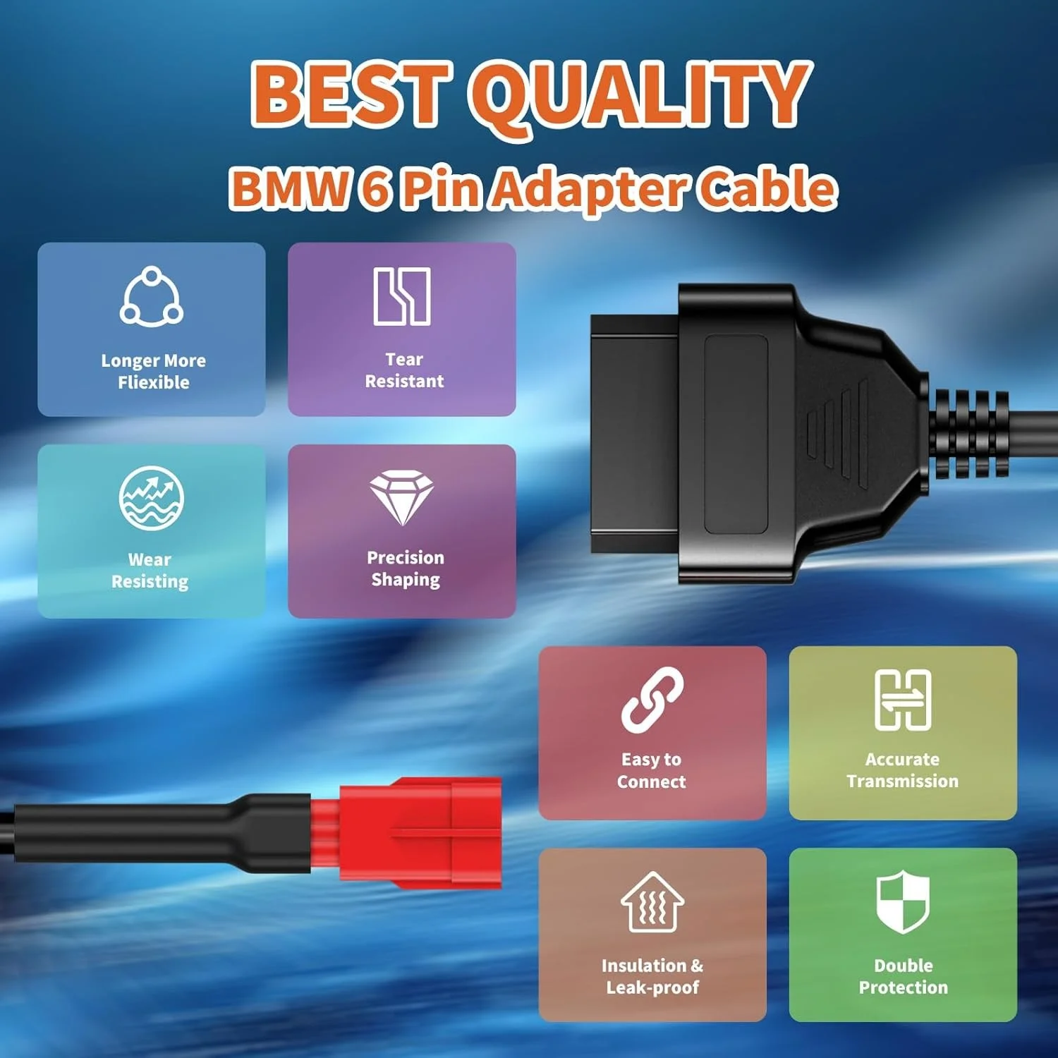 Picture 4: 6Pin To 16 Pin Motorcycle OBD Adaptors OBD2 Diagnostic Cable Extension Connectors Wire For BMW K1200 K1300 GT R S K1600 GT GTL