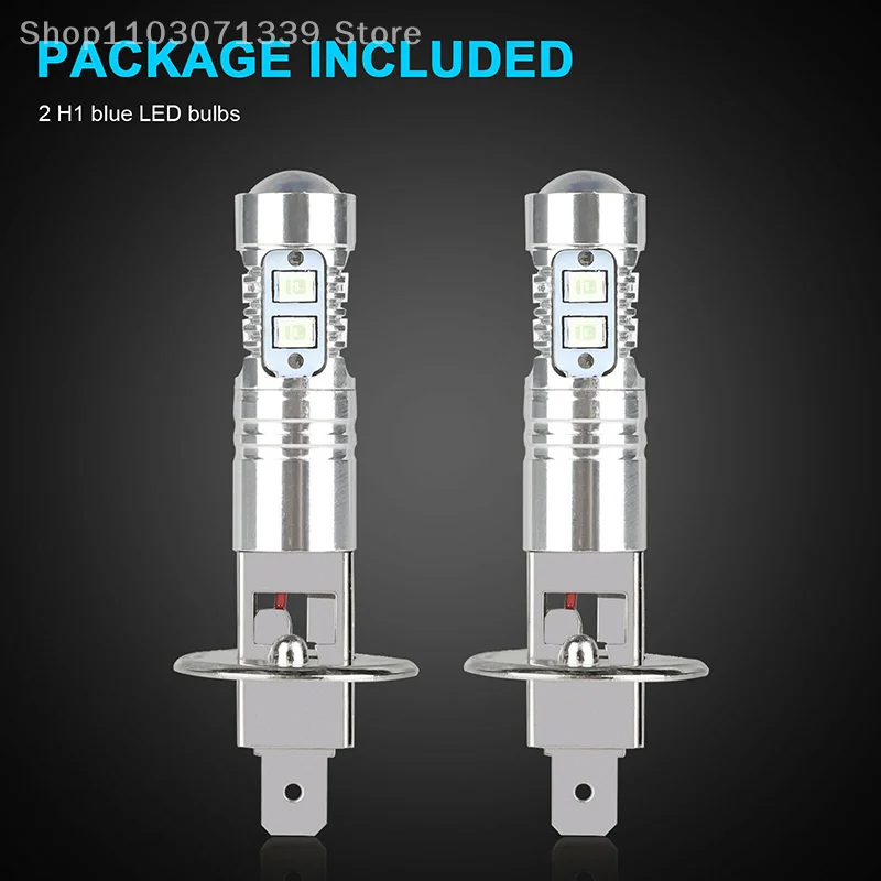 2Pcs H1 LED Auto Headlight Bulbs 8000K 100W Ice Blue Super Bright Car Fog Lights
