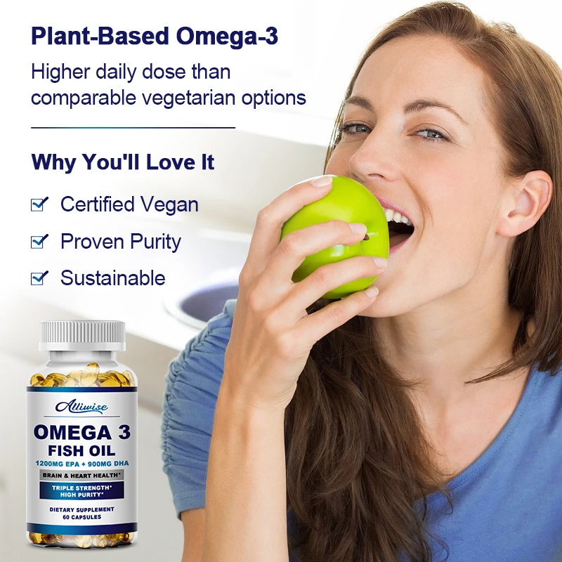 Alliwise Omega 3 Fish Oil Capsules Support Immune System Brain & Skin Health Eyes & Heart Health Daily dietary supplements