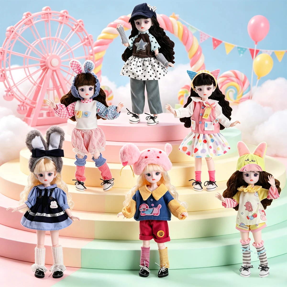 30cm Multi-Jointed Supermodel Doll Fashion 1/6 Elegant Sweet Girl Doll With Casual Style Sets DIY Dress-Up Toys Birthday Gifts