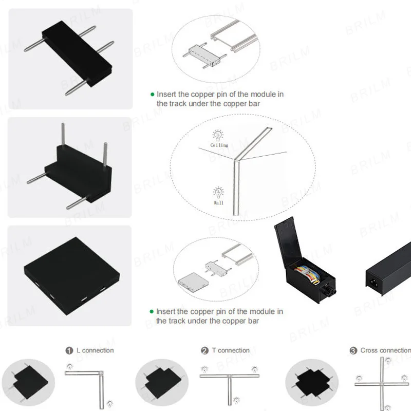 Ultra Thin Magnetic Track Light No Ceiling Required Surface Mounted DC48V Rail Home Store Flood Grille Spot LED Lamp Black White