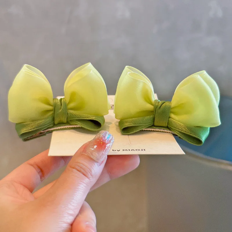 

Однотонные 3D-заколки для волос с бантом из сетки для девочек, набор из 2 шт., очаровательные аксессуары для волос, не повреждающие волосы, для малышей, на каждый день и для праздников