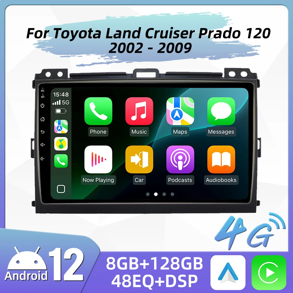 

Автомобильное радио Carplay для Toyota Land Cruiser Prado 120 3 Lexus GX470 J120 2003-2009 Android Автомобильный мультимедийный плеер GPS-навигация