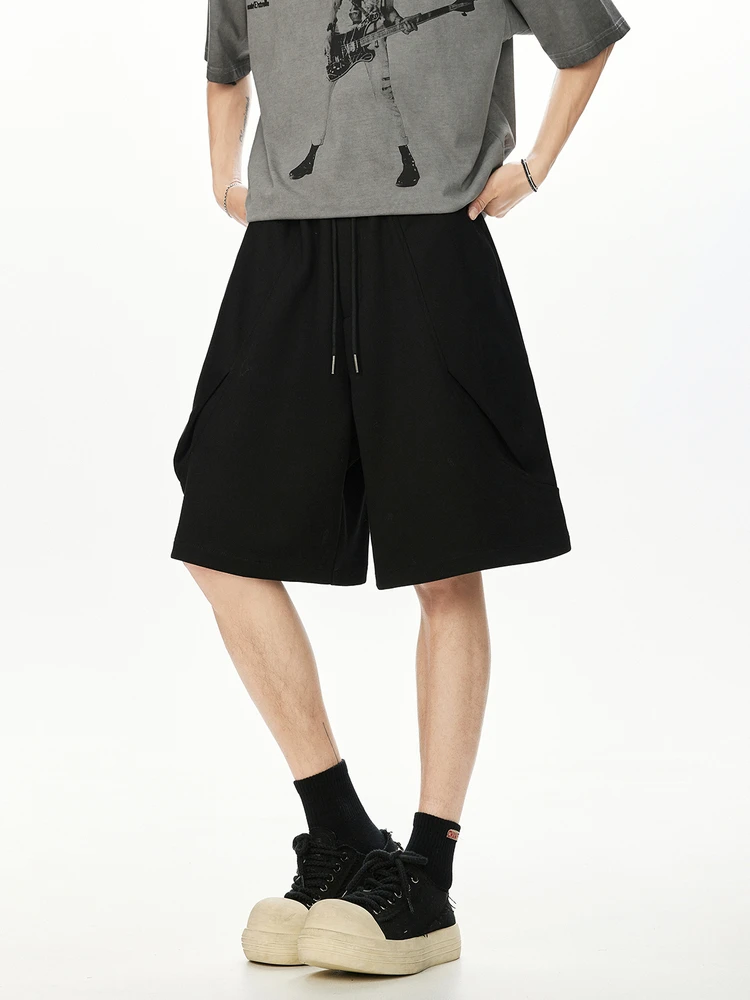 

American Vibe Casual Men's ort Pants Summer Design Loose Fit Elastic Sports Five-Quarter Length Straight Leg Thin Fabric