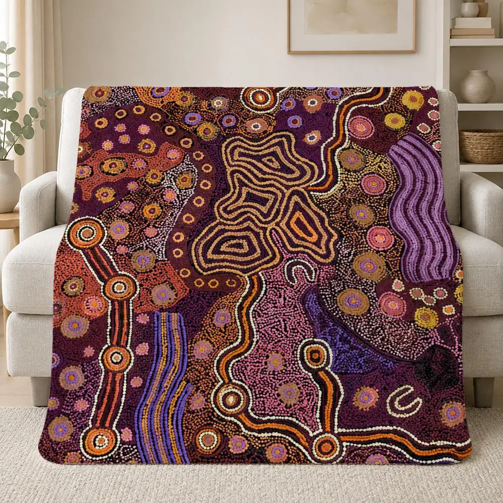 Traditional Indigenous Art Australian Aboriginal Art Throw Soft Plush Flannel Throw Blanket Sofa Bed Travel Home Decor