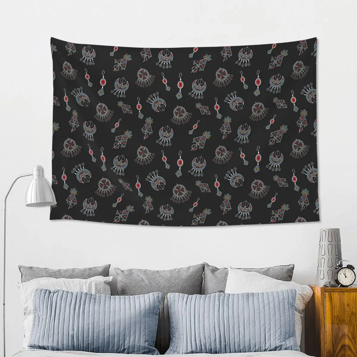 Kabyle Jewelry Amazigh Africa Ethnic Style Tapestry Art Wall Hanging Aesthetic Home Decoration Tapestries for Bedroom Dorm Room