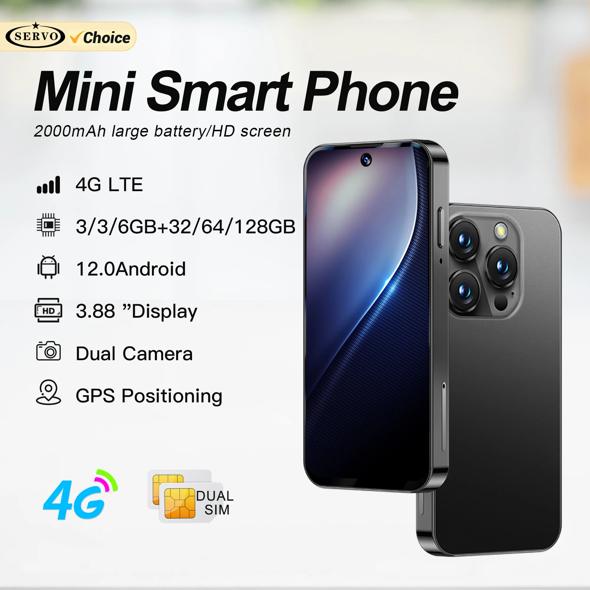 SERVO 19PRO Android Mini Smartphone 4G LTE Play Store 6GB RAM 128GB ROM WiFi OTG Dual SIM Standby 3.88