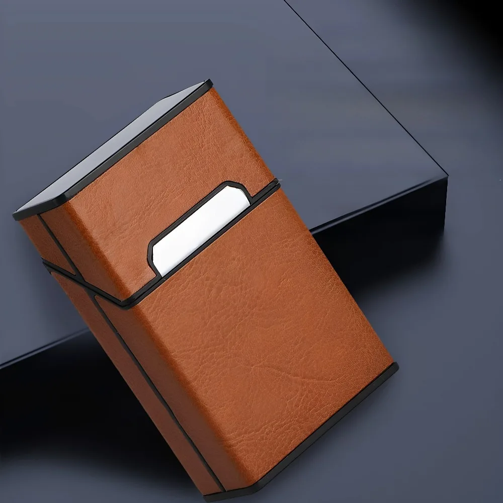 

PU Leather Cigarette Case, Portable 20pcs Cigarette Holder, Anti-Crush Hard & Soft Shell Cigarette Box Protective Cover