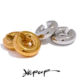 Yhpup Non-adjustab Stylish Stainless Steel Trend Chunky Clip-on Earrings Statement Waterproof Cuff Non Pierced Cartilage Jewelry