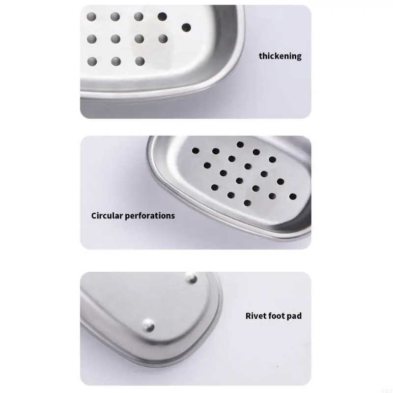 Practical Stainless Steel Soap Holder with Drips Tray Double Layer Storage Box for Shower and Kitchen Sink Organization