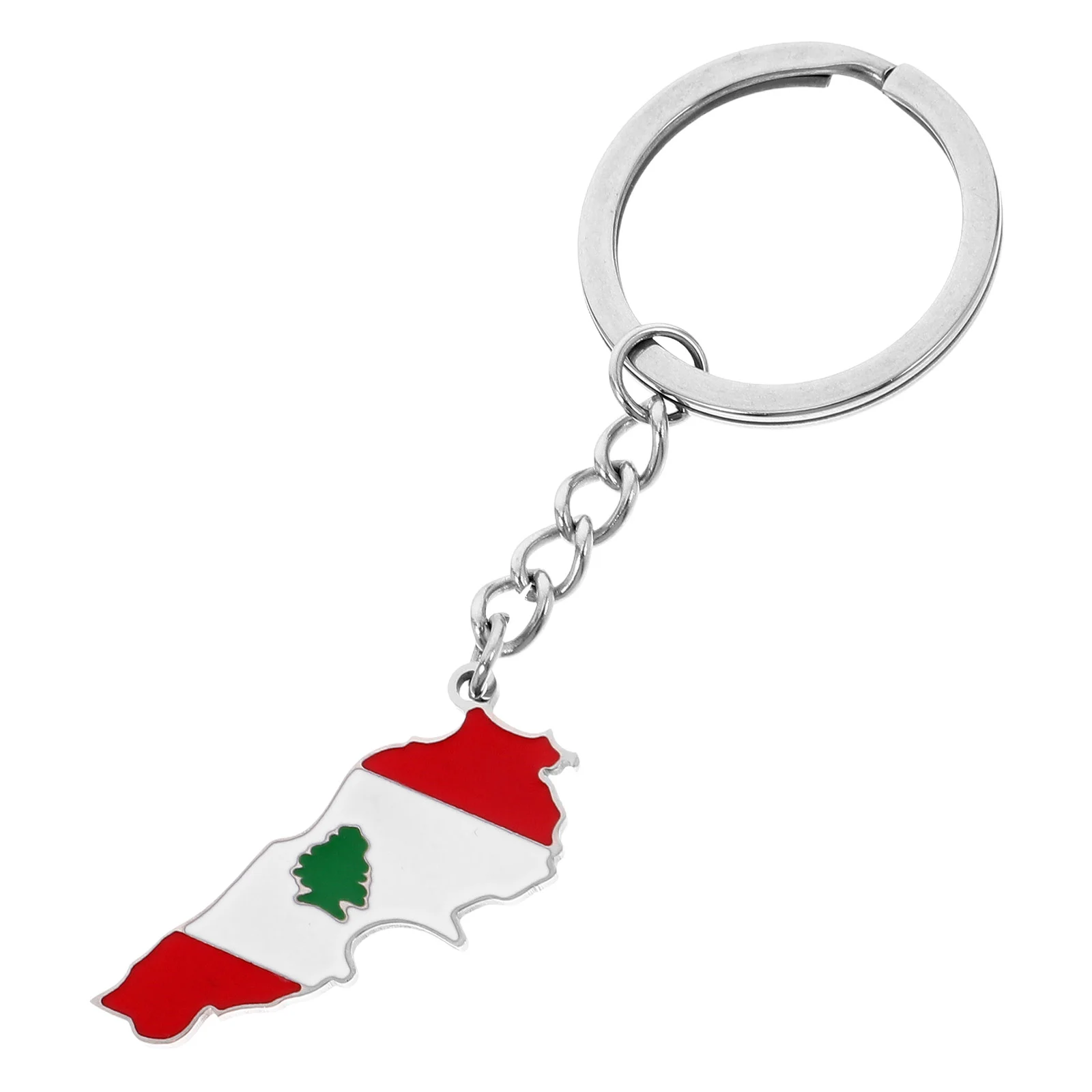 Lebanese Keychain Lebanon National Flag Backpack Pendant Ring Stainless Steel Map Rings Zinc Alloy