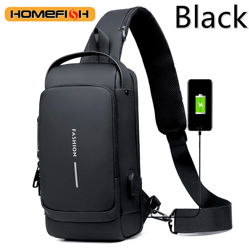 BD1 Newest Men's Anti-theft Chest Bag Shoulder Strap USB Rechargeable Crossbody School Short Distance Gym Men's Sports