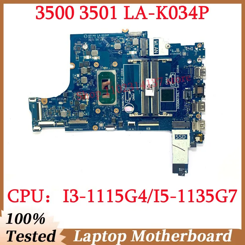 

For DELL 3500 3501 CN-0PY8NM 0PY8NM CN-0FTXD9 0FTXD9 With I3-1115G4/I5-1135G7 CPU LA-K034P Laptop Motherboard 100%Full Tested OK