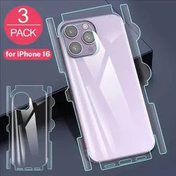 3-1Pcs Back Hydrogel Film Border Frame Stickers for iPhone 16 Pro Max 16Plus 16Pro 16 Back Side Full Cover Screen Protector