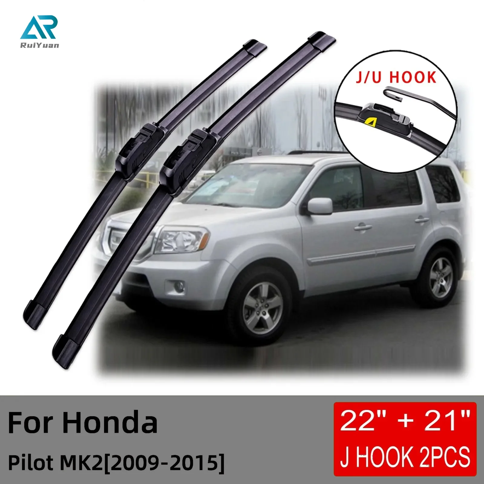 

For Honda Pilot MK2 2009 2010 2011 2012 2013 2014 2015 Front Wiper Blades Brushes Cutter Accessories U J Hook