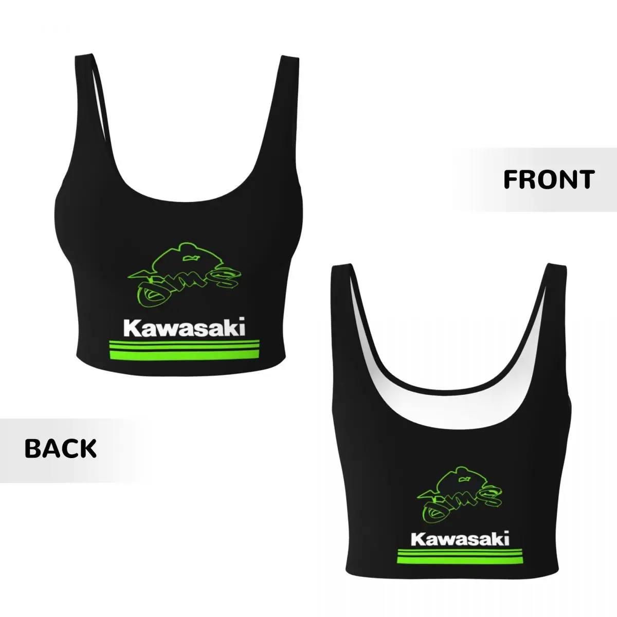 Custom Motorcycle Sport Racing Kawasakis Workout Crop Tank Tops for Women Running Sports Bras