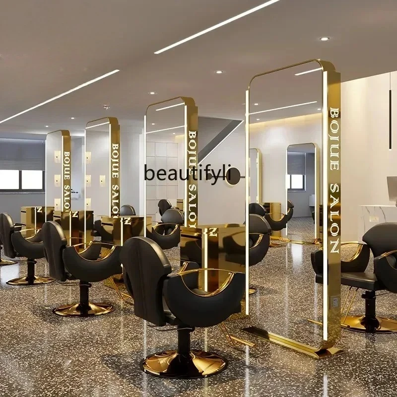

Single and double-sided barber shop mirror hair salon special simple modern floor full body mirror manufacturer