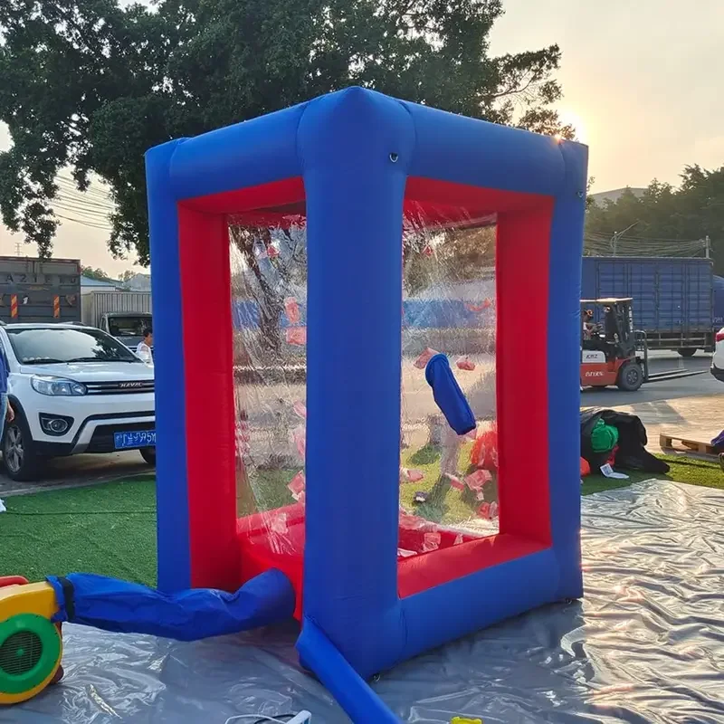 Macchina per contanti gonfiabile blu/nera Macchina per contanti gonfiabile Macchina per soldi Macchina per afferrare denaro per eventi pubblicitari promozionali