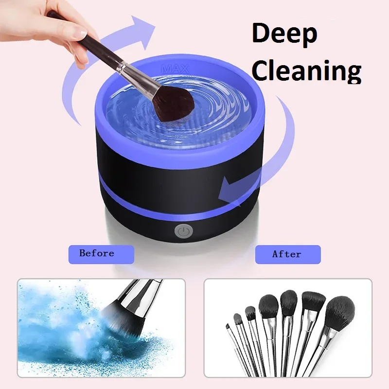 ماكينة تنظيف فرشاة المكياج المحمولة بمنفذ USB من السيليكون، أداة تنظيف فرشاة التجميل الكهربائية، أداة غسيل دوارة أوتوماتيكية