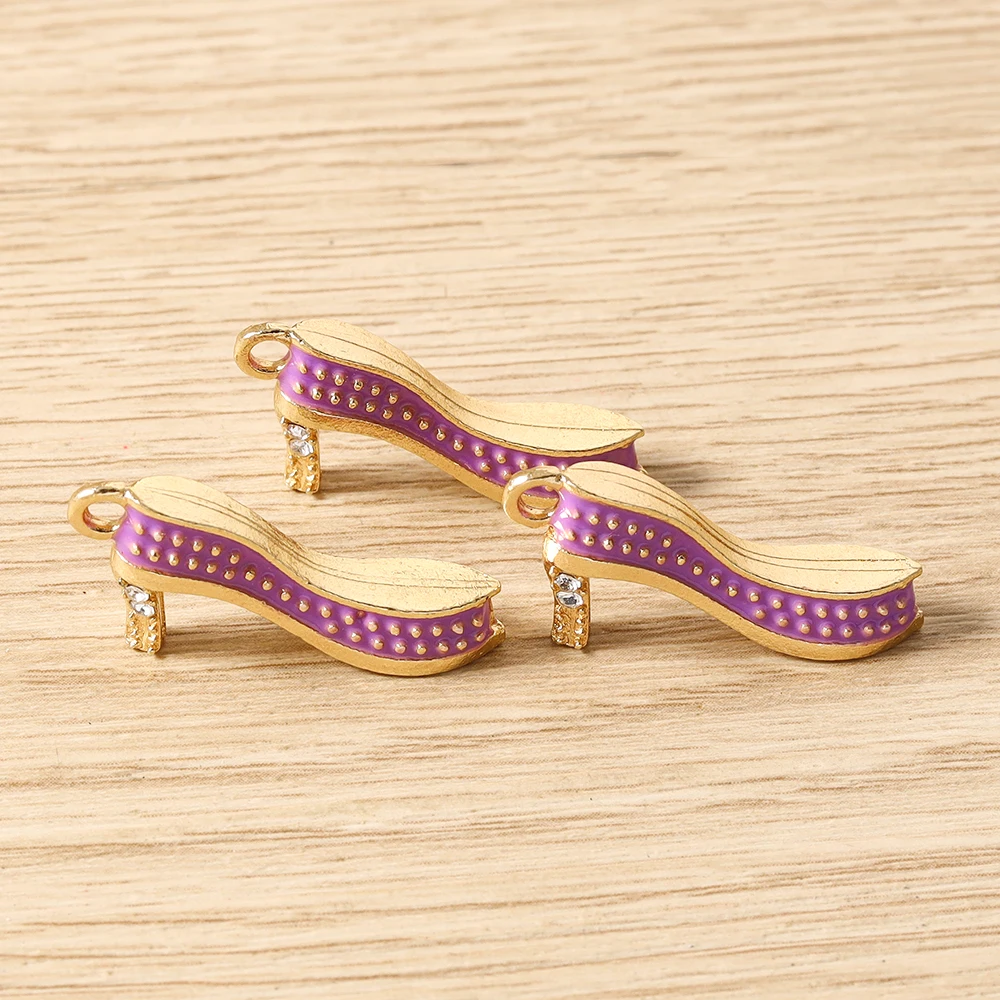 Tusember 10 Stück Niedliche Kristall-Lippen Handtaschen-Schuh-High-Heel-Anhänger für Halsketten Ohrringe Armbänder Bastelbedarf – Detail 22