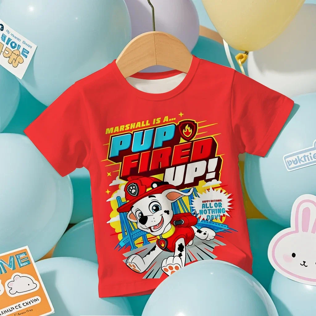 Toddler PAW Patrol Cartoon T-Shirt Cute Puppy Team Graphic Short Sleeve Tee Kids Summer Clothes