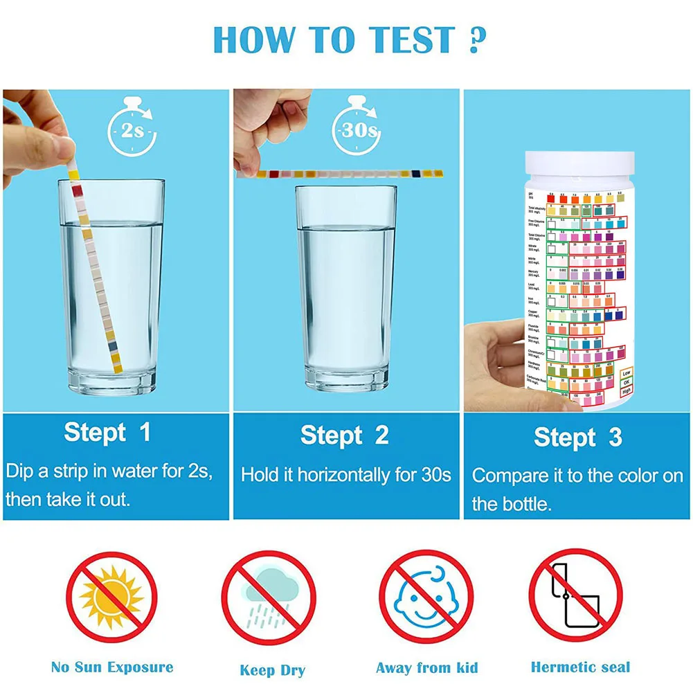 17 In 1 Water Testing Kit for Drinking Water Swimming Pool Water Test Coli Bacteria Test Chlorine PH Hardness Water Quality Test