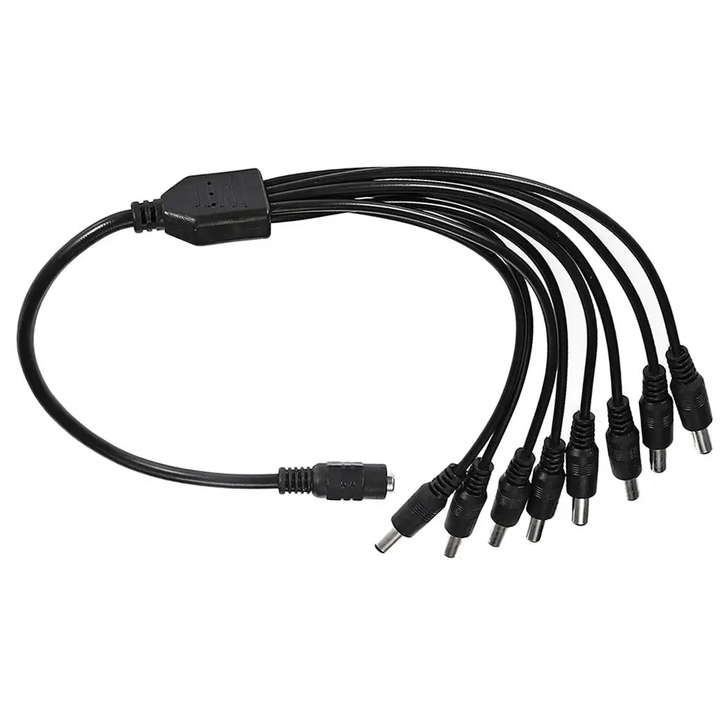 สายเคเบิลอะแดปเตอร์แยก DC ตัวเมียเป็น 8 ตัวผู้สำหรับกล้องแถบ LED