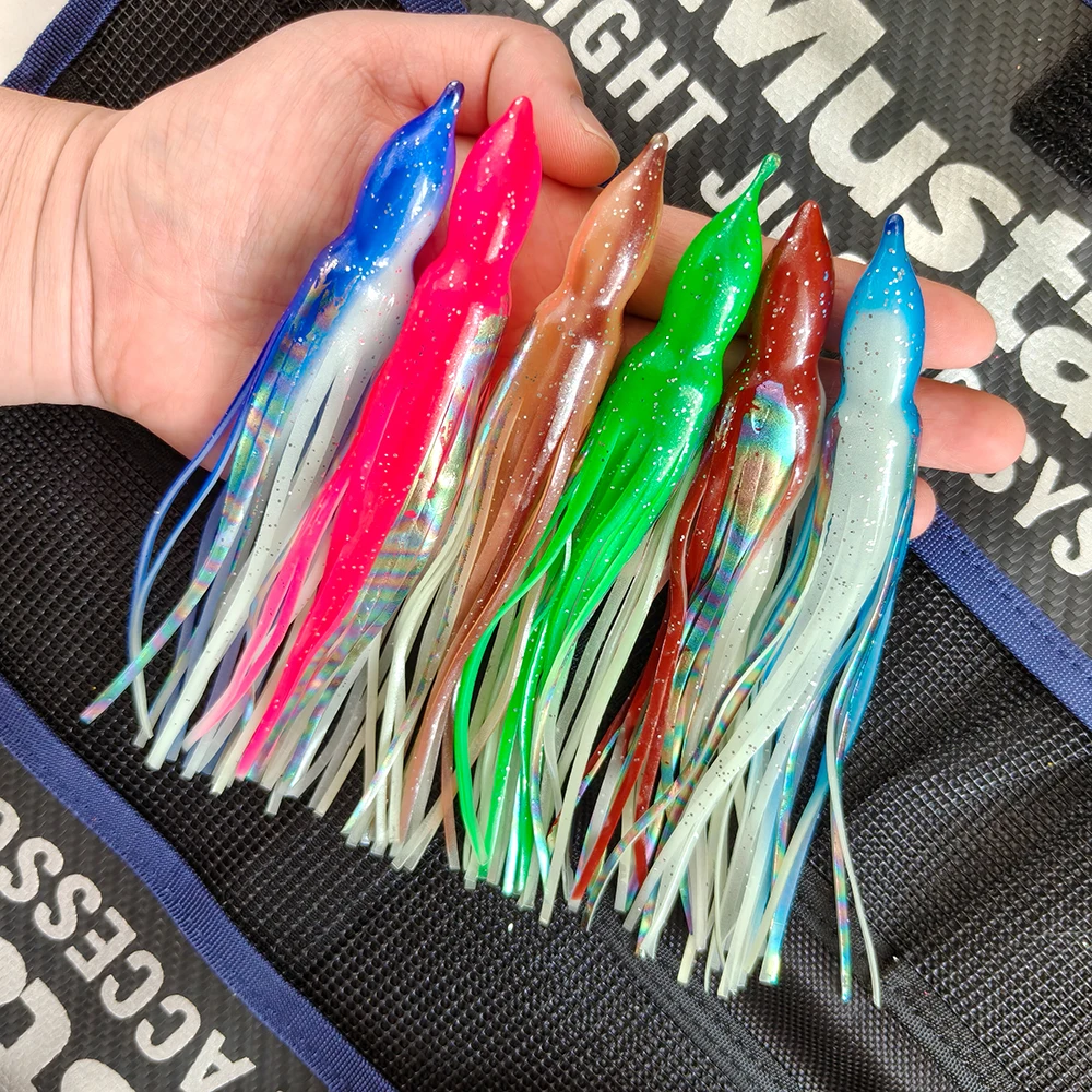 5 Stück 15/18cm Bullet Head Tintenfischköder, große Weichplastikköder, Salzwasser-Jigging-Köder, DIY Angelzubehör zum Schleppangeln