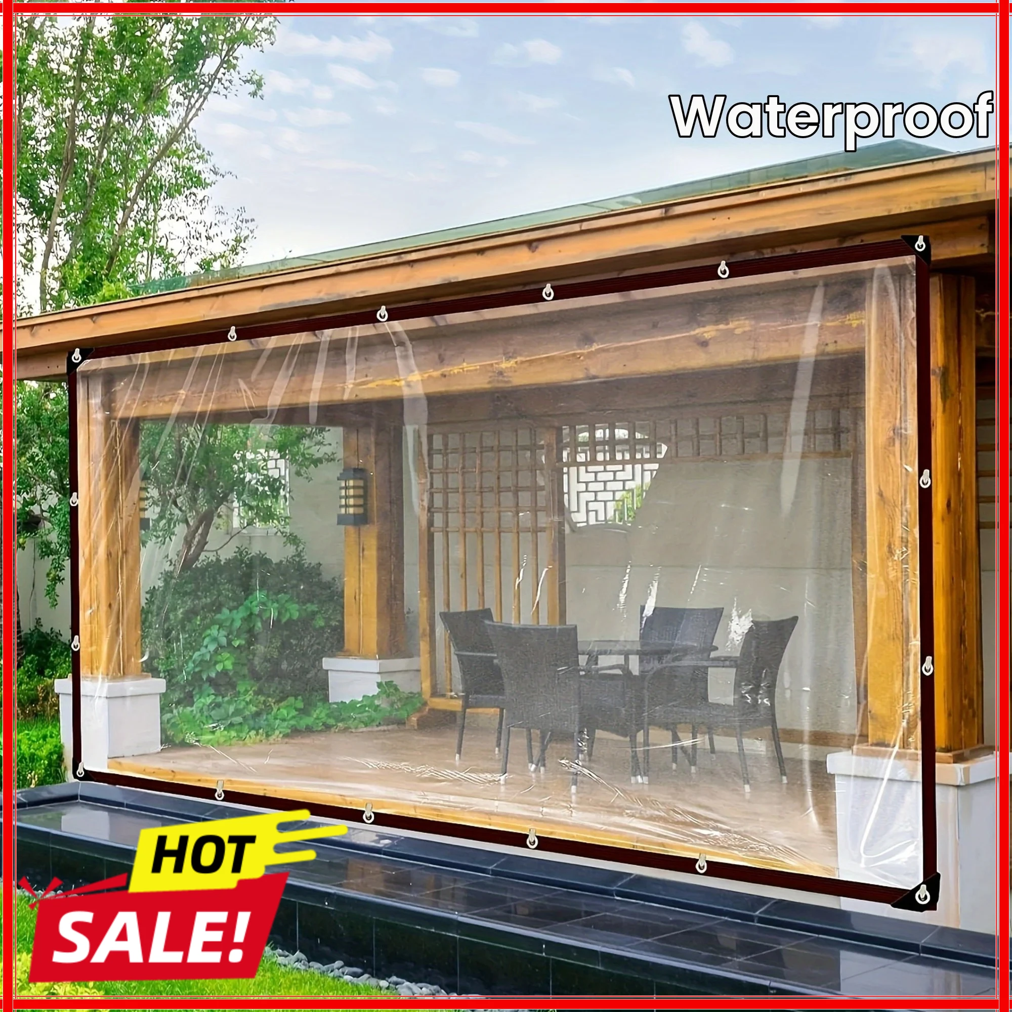 1pc Clear Waterproof Tarps With Grommets, For Patio, For Covering Henhouse Porch Canopy Plant Camping
