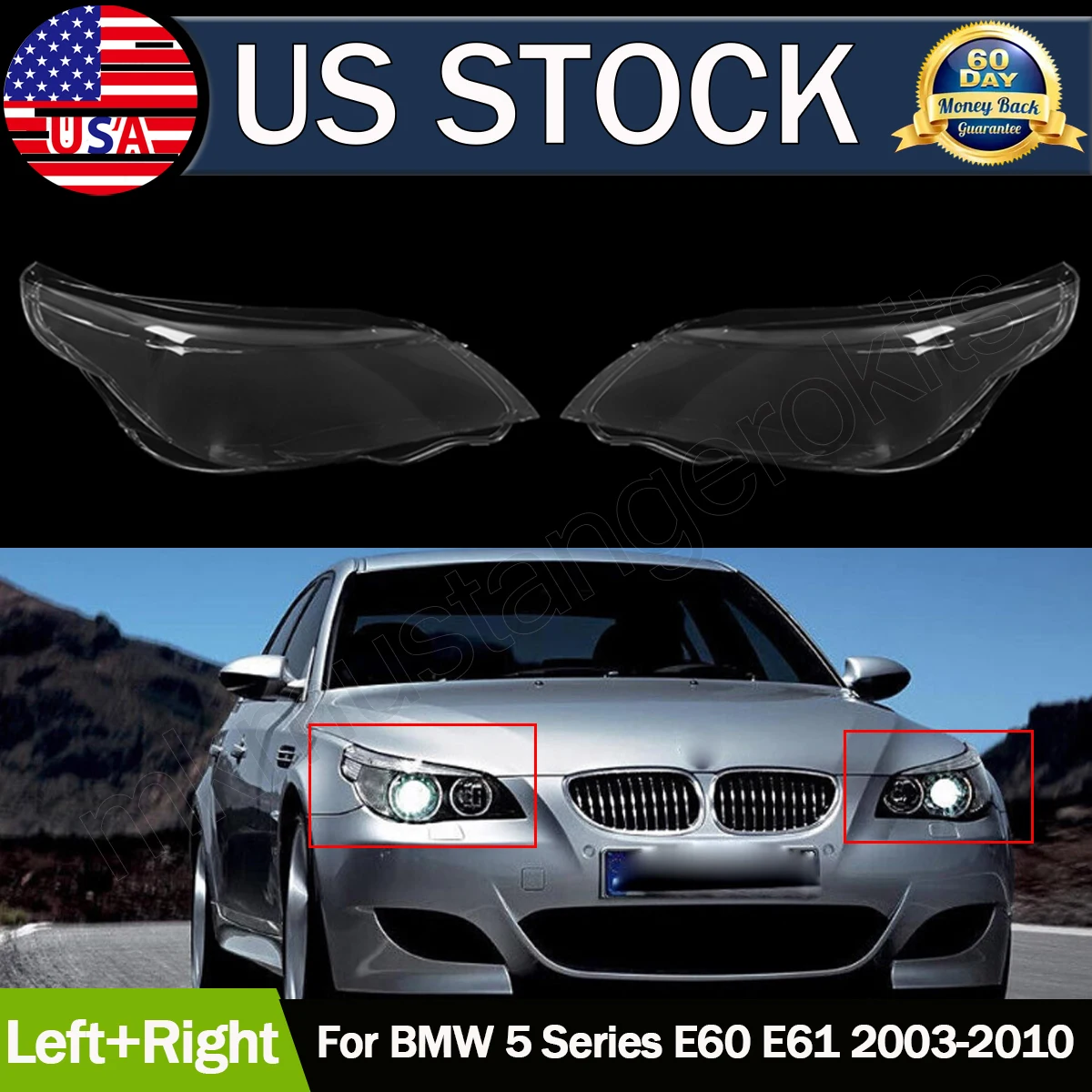 

Car Headlight Lens Glass Lampcover Lens Cover LED Headlamp Lampshade Bright Shell For BMW 5 Series E60 E61 2003 2004 2005 - 2010