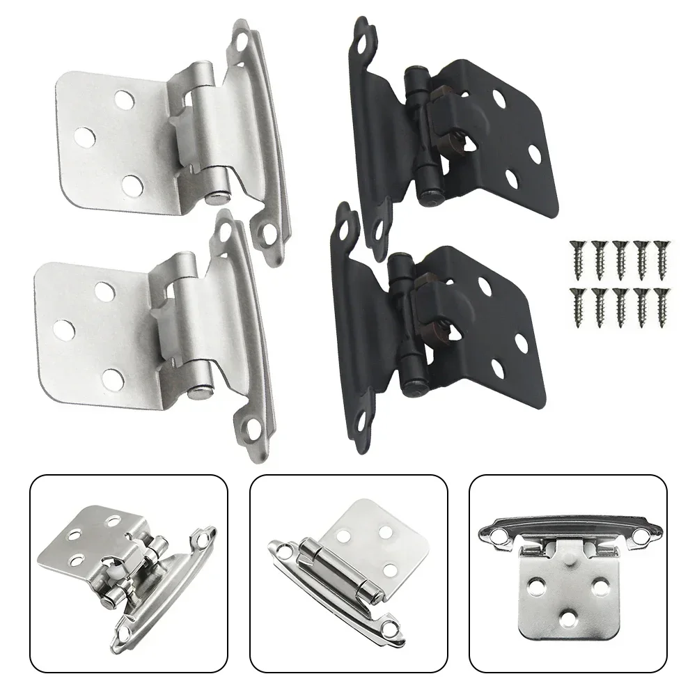 Furniture Hardware 2pcs Cabinet Hinges Overlay Self Closing Face Mount Cupboard Door Hinge Hydraulic Buffer Spring Hinge