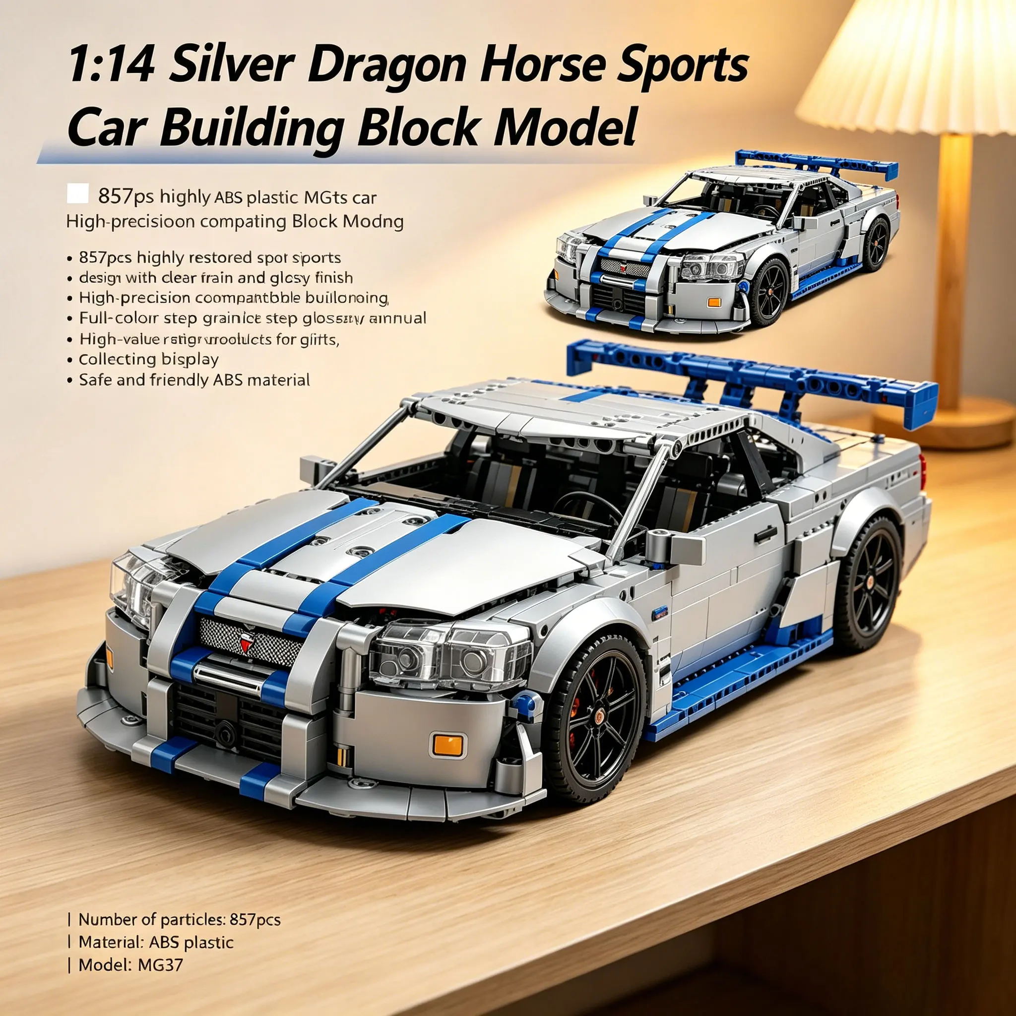 MOC Building Vehicle Model 1:14 Sports Racing Car - Technological, Assembled Toy, Gift for Children and Adults, For Boyfriend view 3