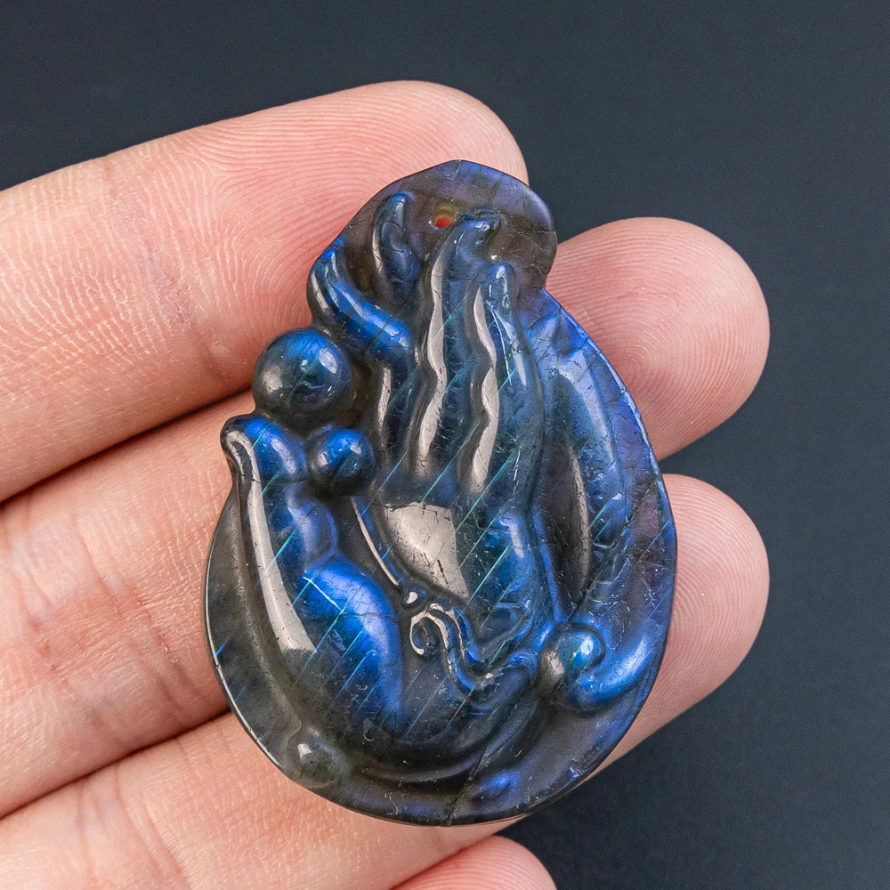 

1 шт., кулон с кристаллами лабрадорита, полуфабрикат, синяя вспышка, класс AA, ручная резная бусина для высококачественного дизайна ювелирного ожерелья