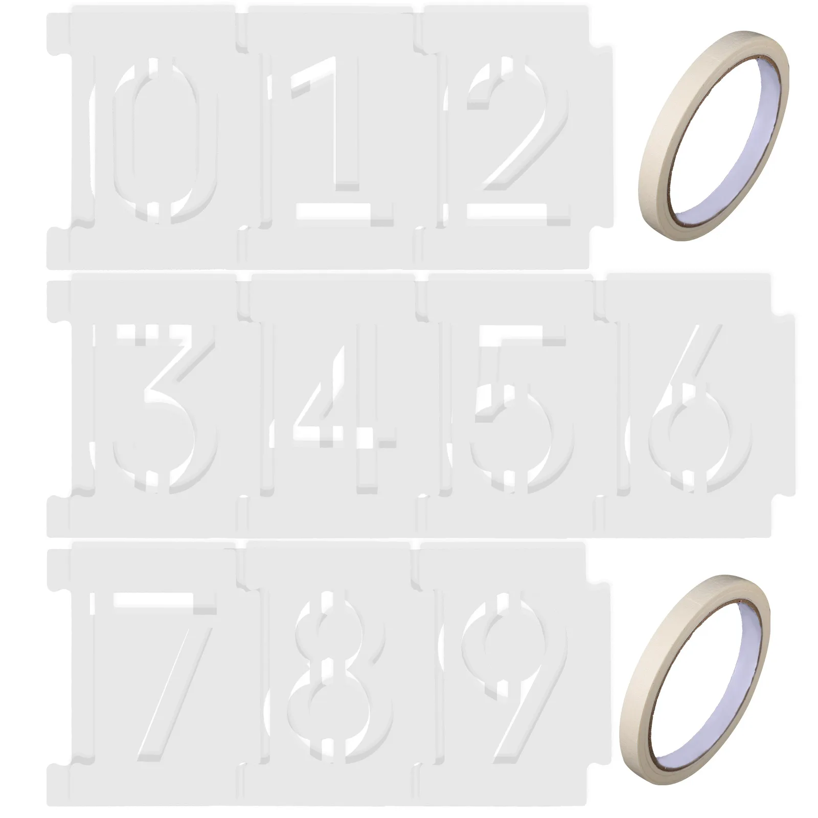 

2 Sets Number Drawing Templates Stencils Plastic Crafts Painting Reusable Water Washable PET Supplies Wall Wood Block