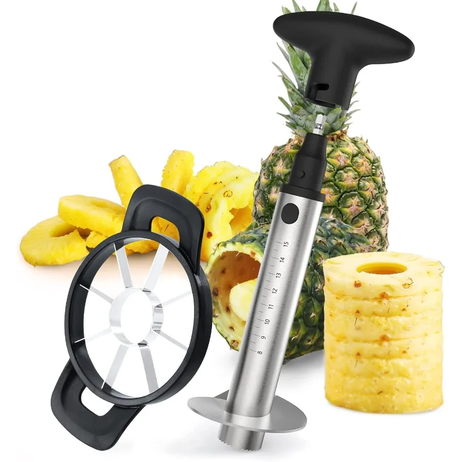 

Pineapple Corer Cutter Upgraded Electric Manual Stainless Steel Fruit Slicer with Electric Drill Accessory for Faster and Easie