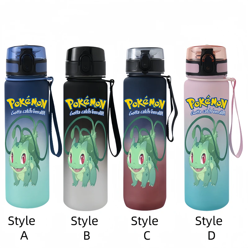 650ML Bulbasaur  Anime Characters Water Cup Portable Children's  Outdoor Sports  Large Capacity Plastic Antidrip Water Bottle