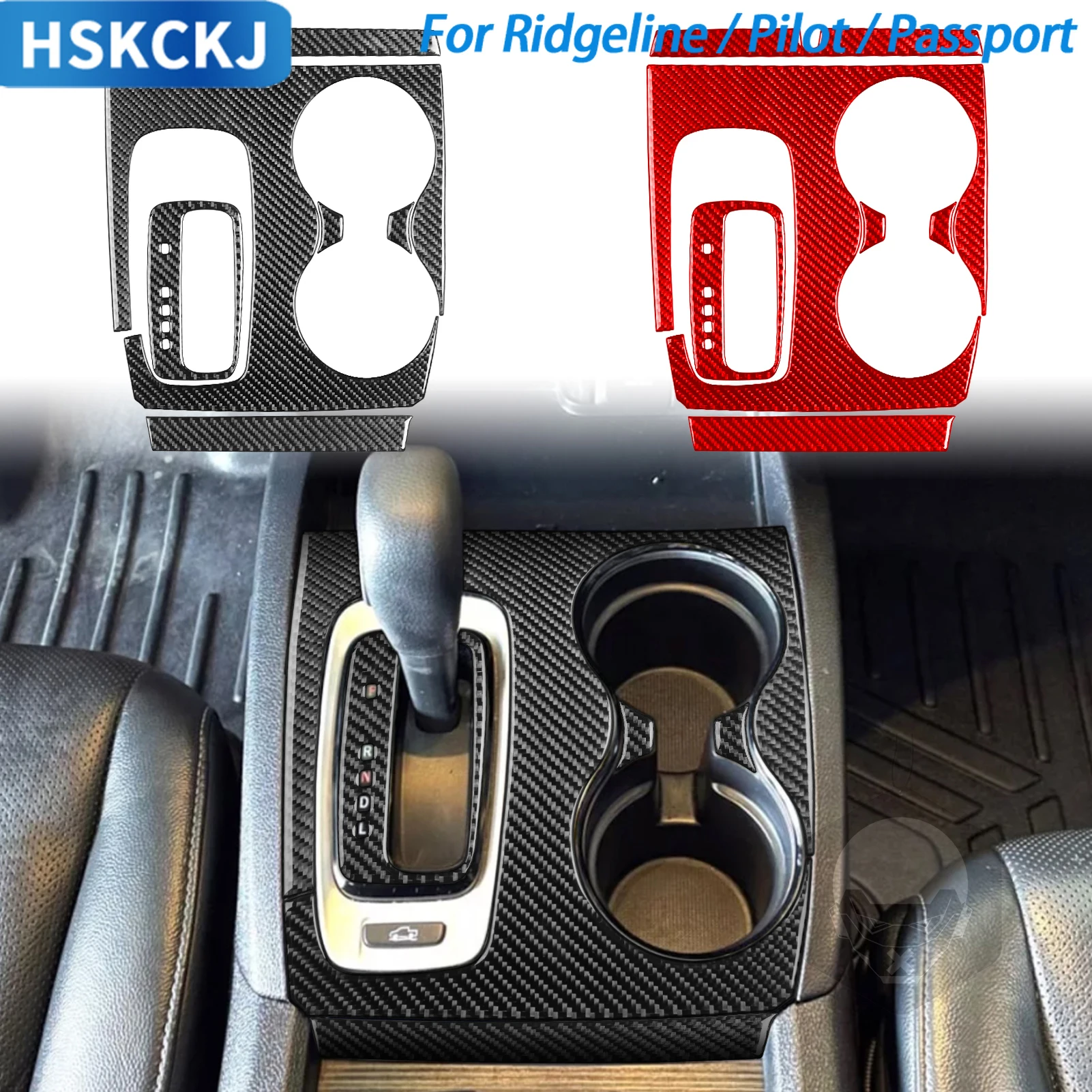 

For Honda Ridgeline Pilot Passport Car Accessories Carbon Fiber Gear Shift Panel Set Interior Cover Trim Modification Sticker