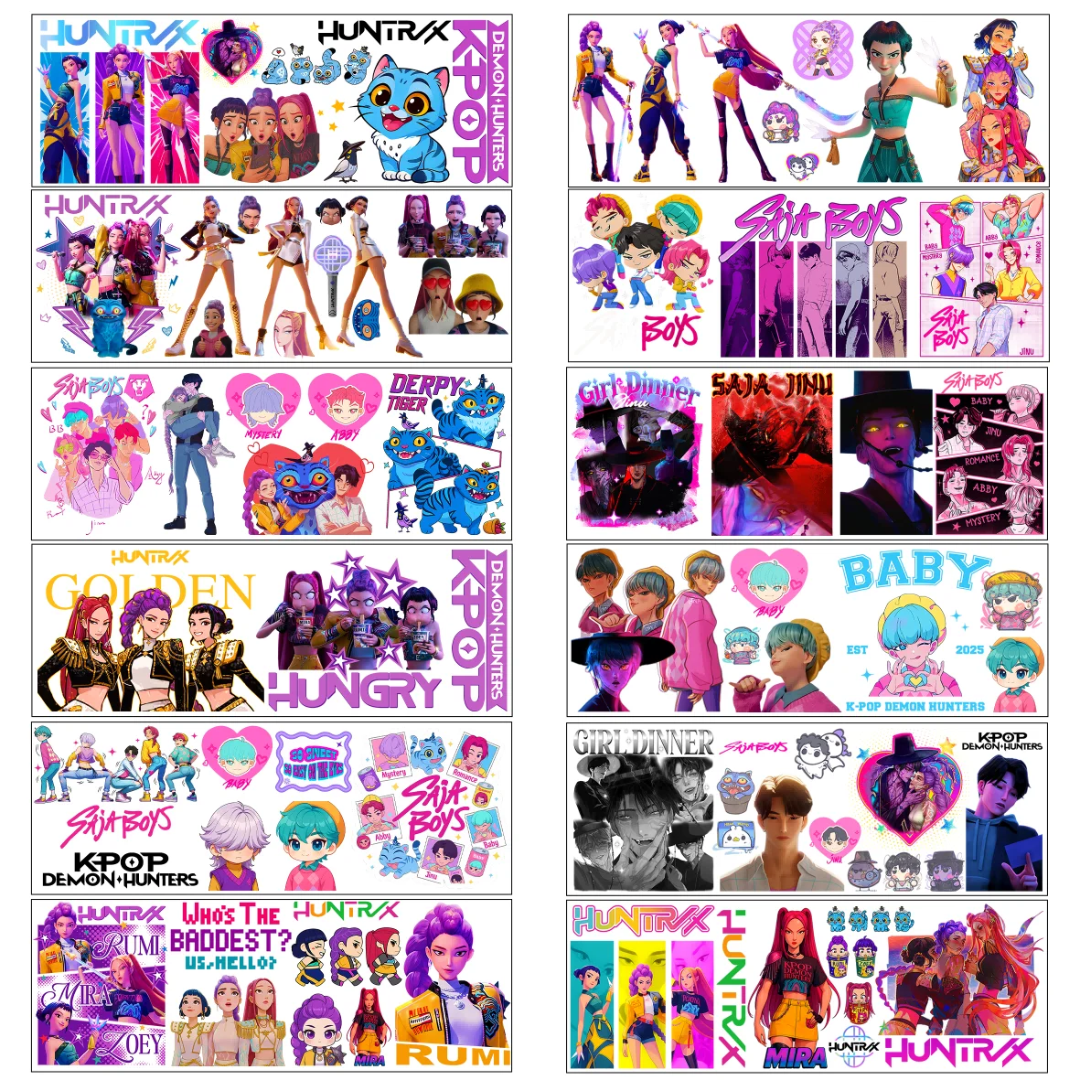 K-pop شيطان الصيادين التفاف نقل الكؤوس HUNTRX مائي رومي kpop سانا بنين Uvdtf زجاجة k البوب ملصقات Uv Dtf سيارة Huntrix يلتف