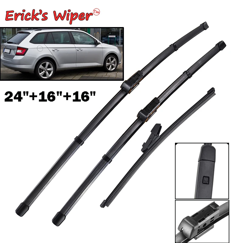 

Erick's Wiper LHD Front & Rear Wiper Blades Set For Skoda Fabia Combi Estate 2014 - 2020 Windscreen Windshield Window 24"16"16"