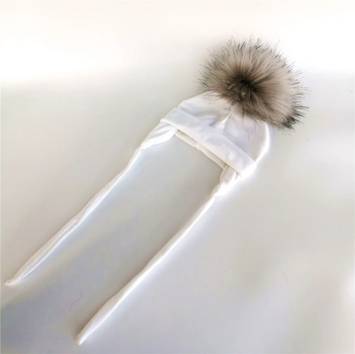 Newborn Baby hat for Boys Girls with ear Warmmer rope Winter Cotton Beanie Pom Pom Bobble Hat Cap Winter Warm solid Hat Kids