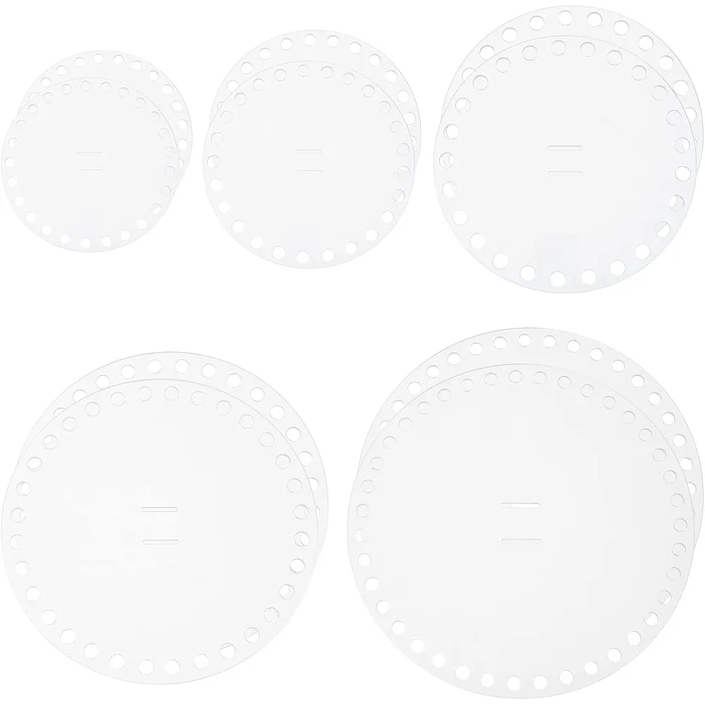 

10pcs Clear Knitting Crochet Bottoms 5 Sizes Circle Acrylic Basket Bottoms Front Back Panel Board Shaper Round Bag Weaving