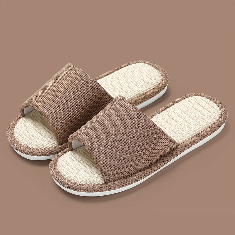 

ZHIDA Linen Slippers Indoor Home Breathable Women Men Slides Linen Couples Anti-slip Shoes Beach Sandals Shoes Comfortable Flats