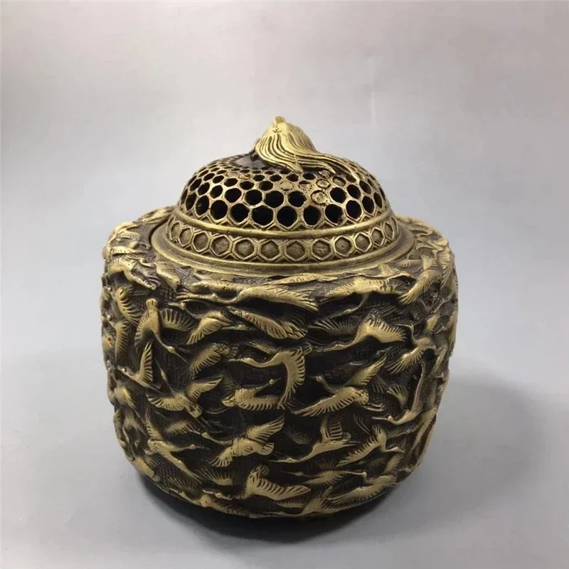 bruleur-d'encens-a-cent-grues-en-cuivre-pur-collection-chinoise-ancienne-en-cuivre