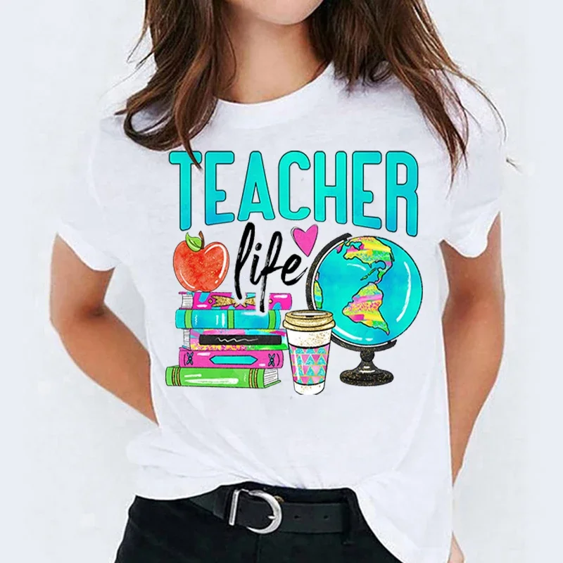 Teacher Life New Short Sleeve Summer Tshirt Fashion Women Graphic T Top Shirt Stylish Print T-shirts Cartoon Female Tee T-Shirt