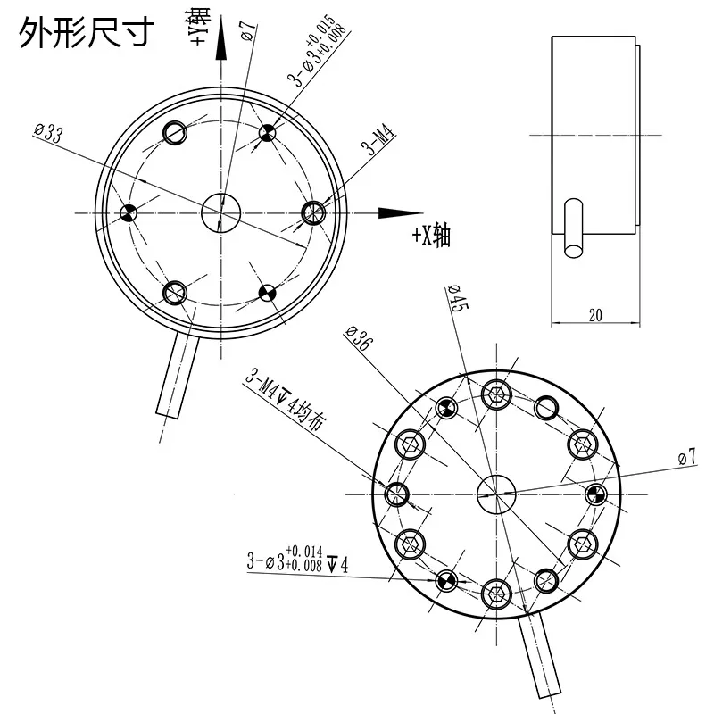 Multidimensional force sensor, six dimensional force, three-dim-ensional fo-rce sensor, polishing, handling, dragging,