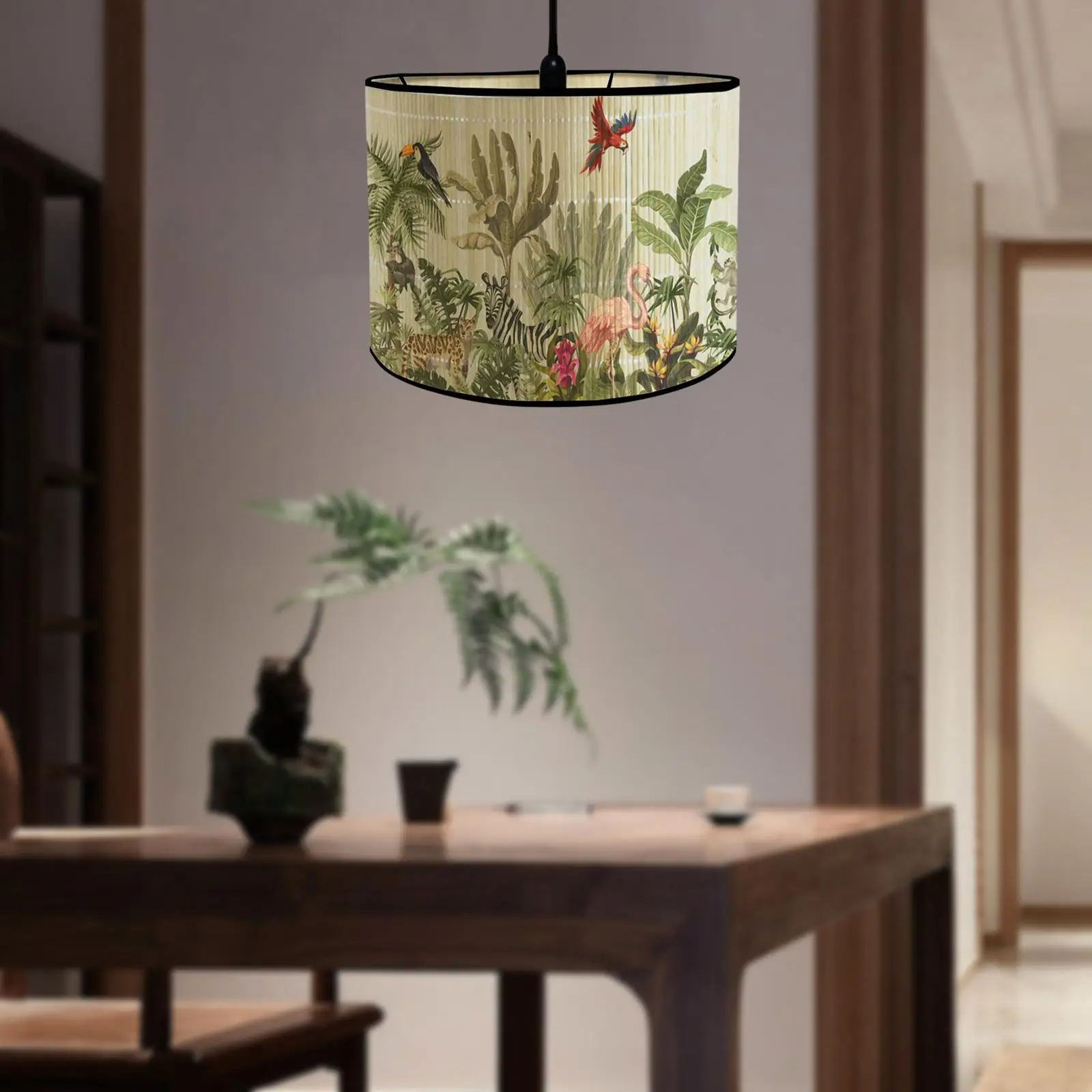 Bamboo Lamp Shades E27 Handmade Drum Lampshade Chinese Lampshade Replacemen Lamp Cover for Table Lamps Pendant Floor Light