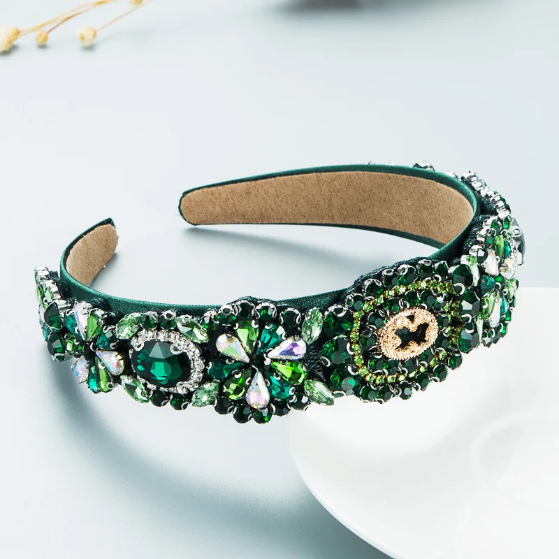 Luxury Baroque Full Diamond Headband for Women European American Vintage Style Party Streetwear Hair Hoop Hair Accessories